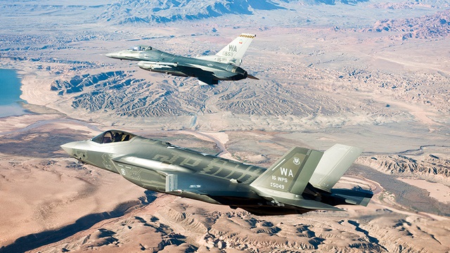 US Air Force F-35A with F-16