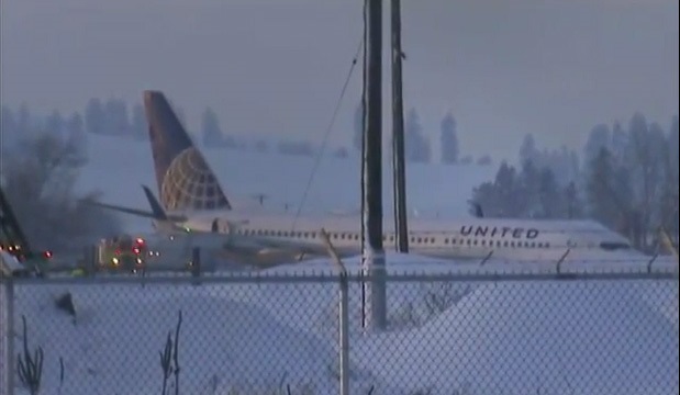 Boeing 737 Skids off the Taxyway Spokane