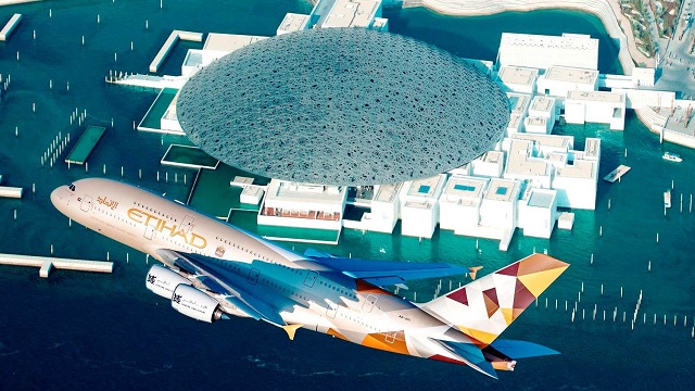 Etihad Airbus A380 Louvre Abu Dhabi 