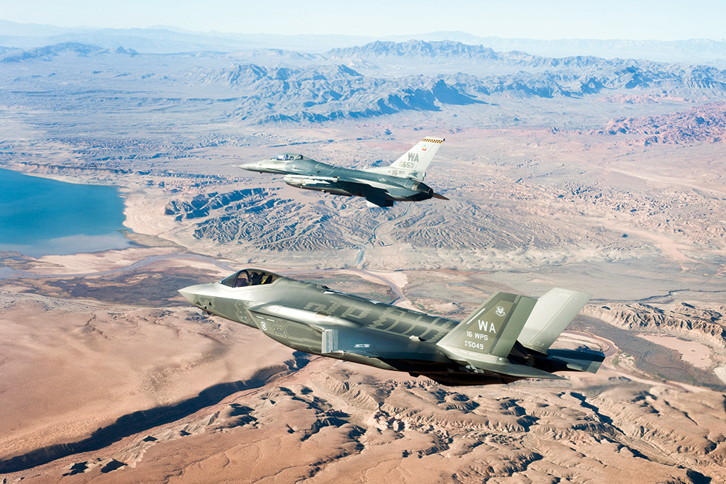 US Air Force F-35A with F-16